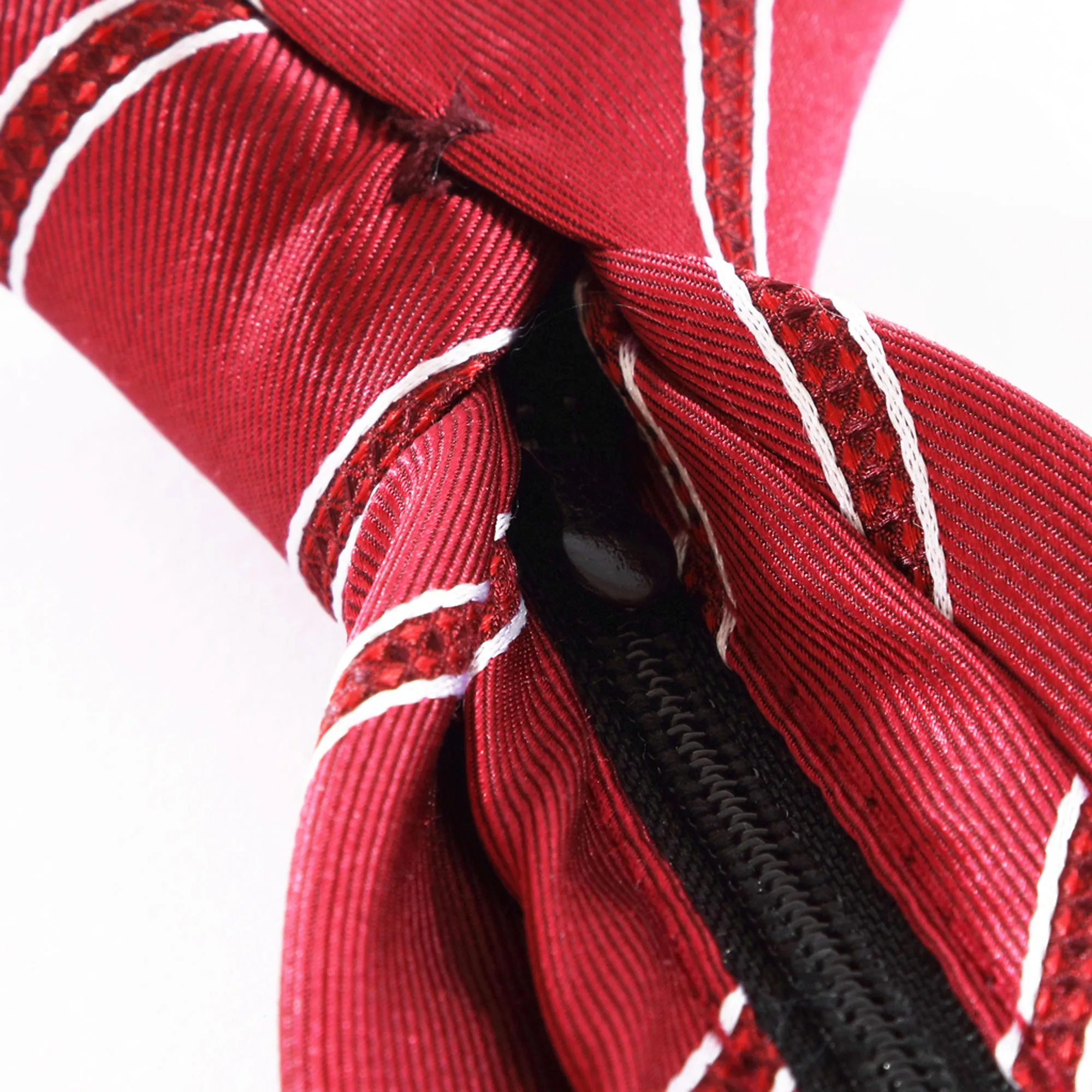 Power Play - Red Zipper Tie with Red and White Stripes