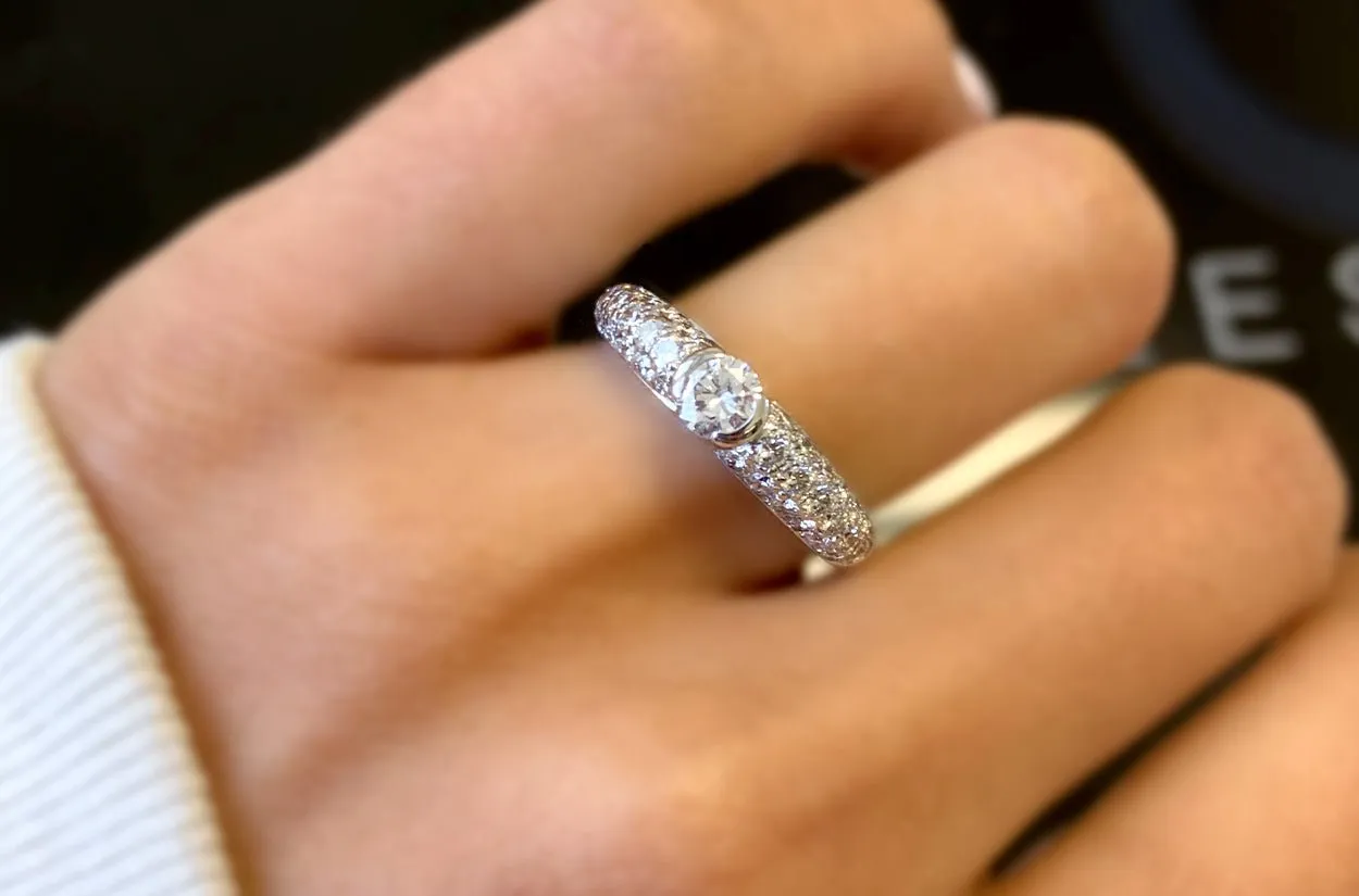 Ring Vintage Engagement 18kt White Gold & Diamonds