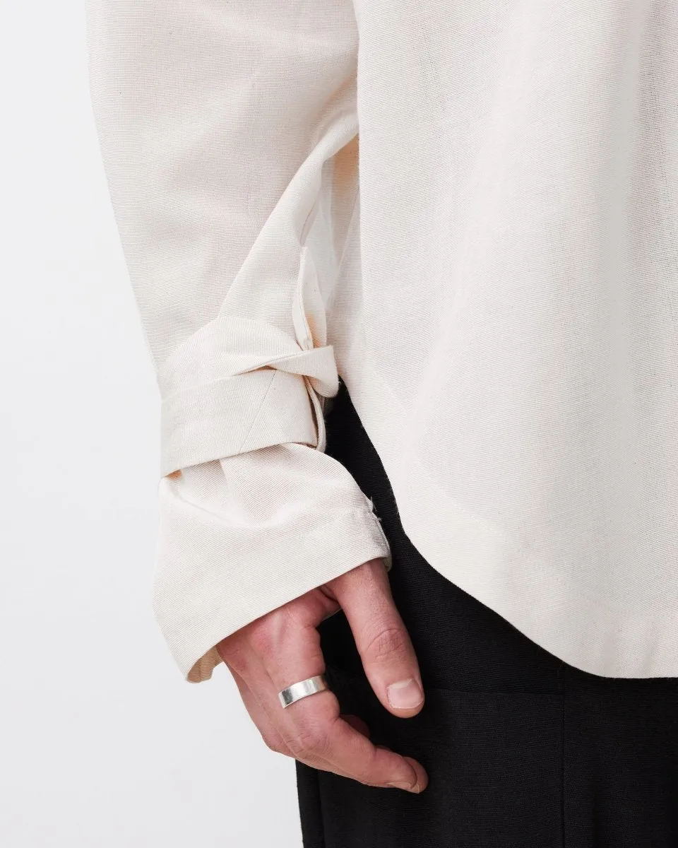 Silk Yolk Shirt White