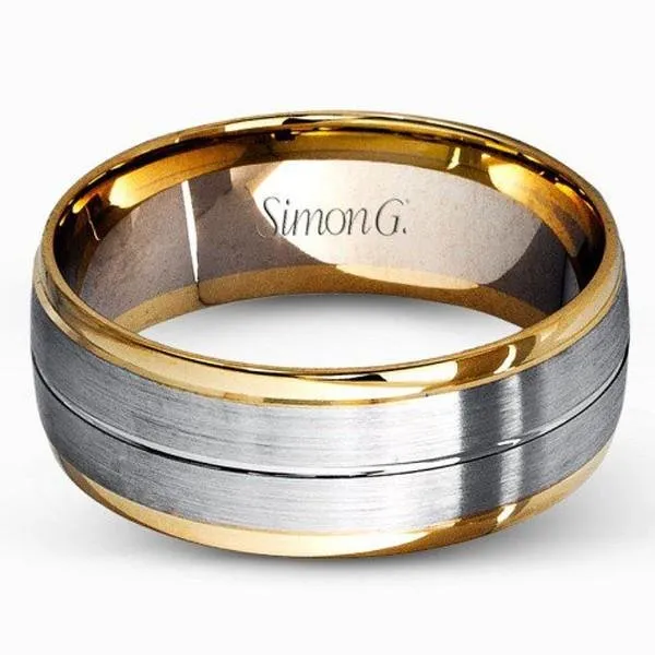 Simon G. Two-Tone Satin & High Polish Finish Wedding Band