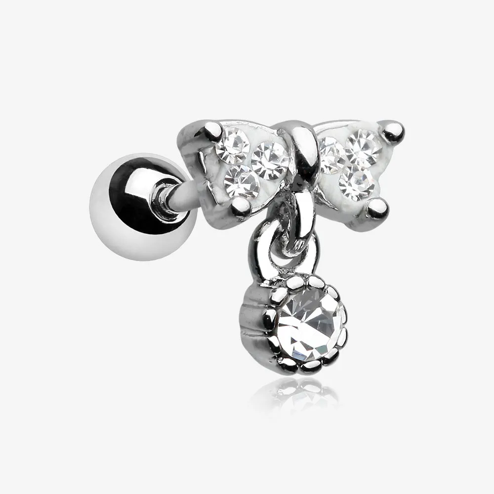 Sparkle Dangle Bow-Tie Cartilage Tragus Barbell