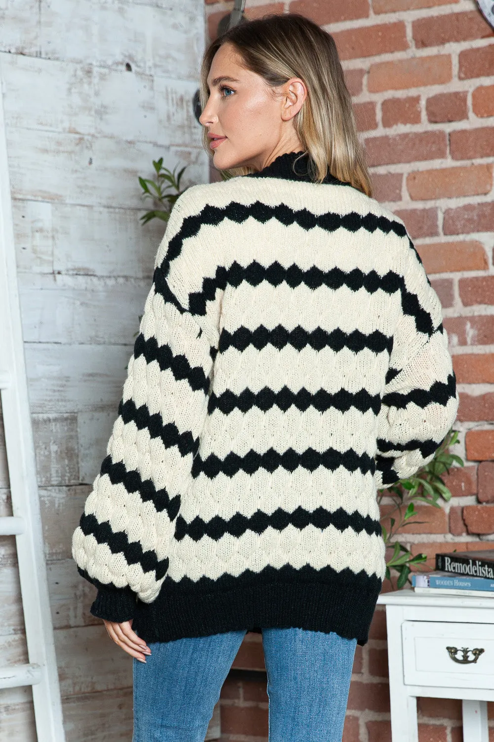 Striped Contrast Cardigan