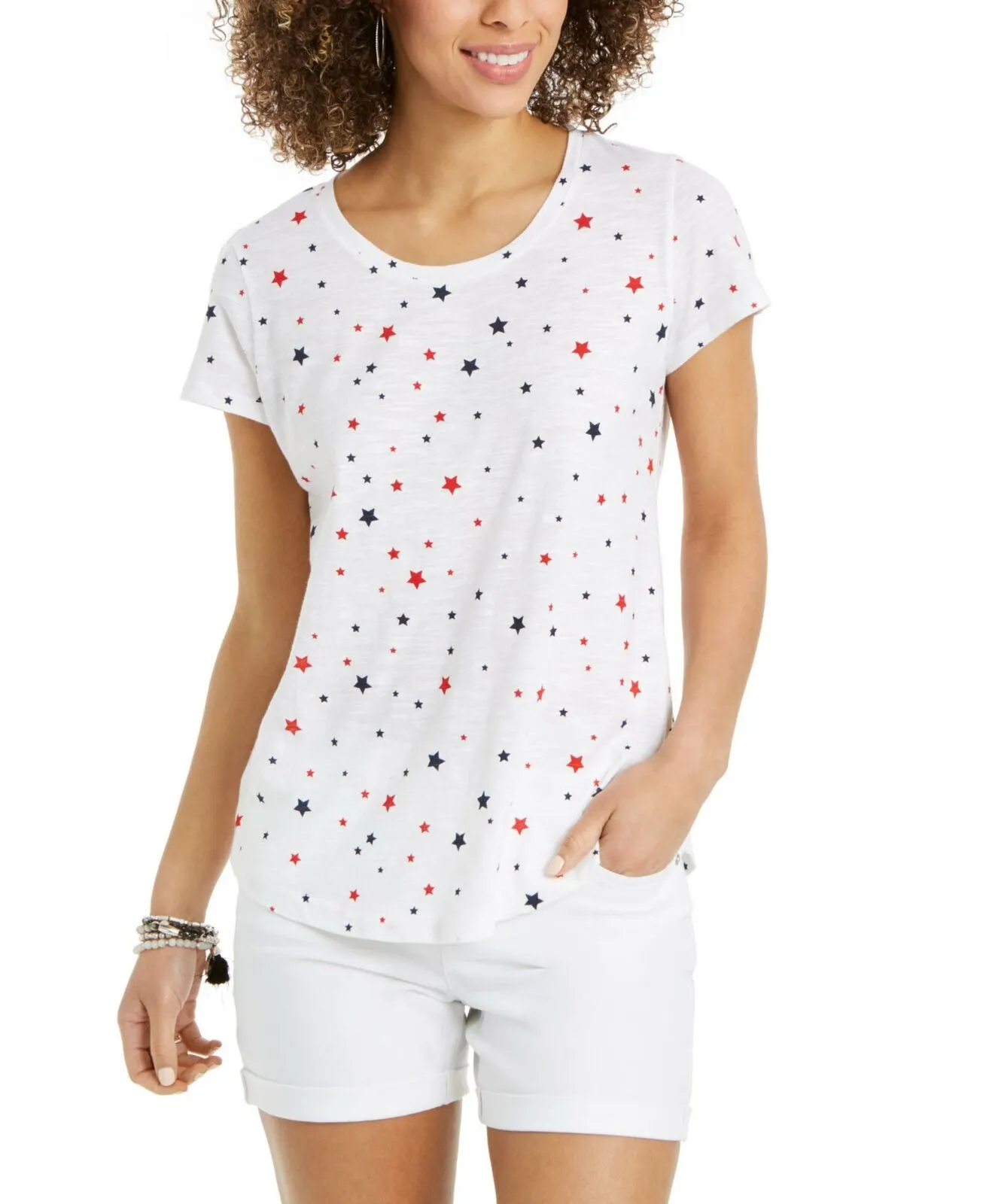 Style & Co. Women's Scoop Neck Patterned T-Shirt