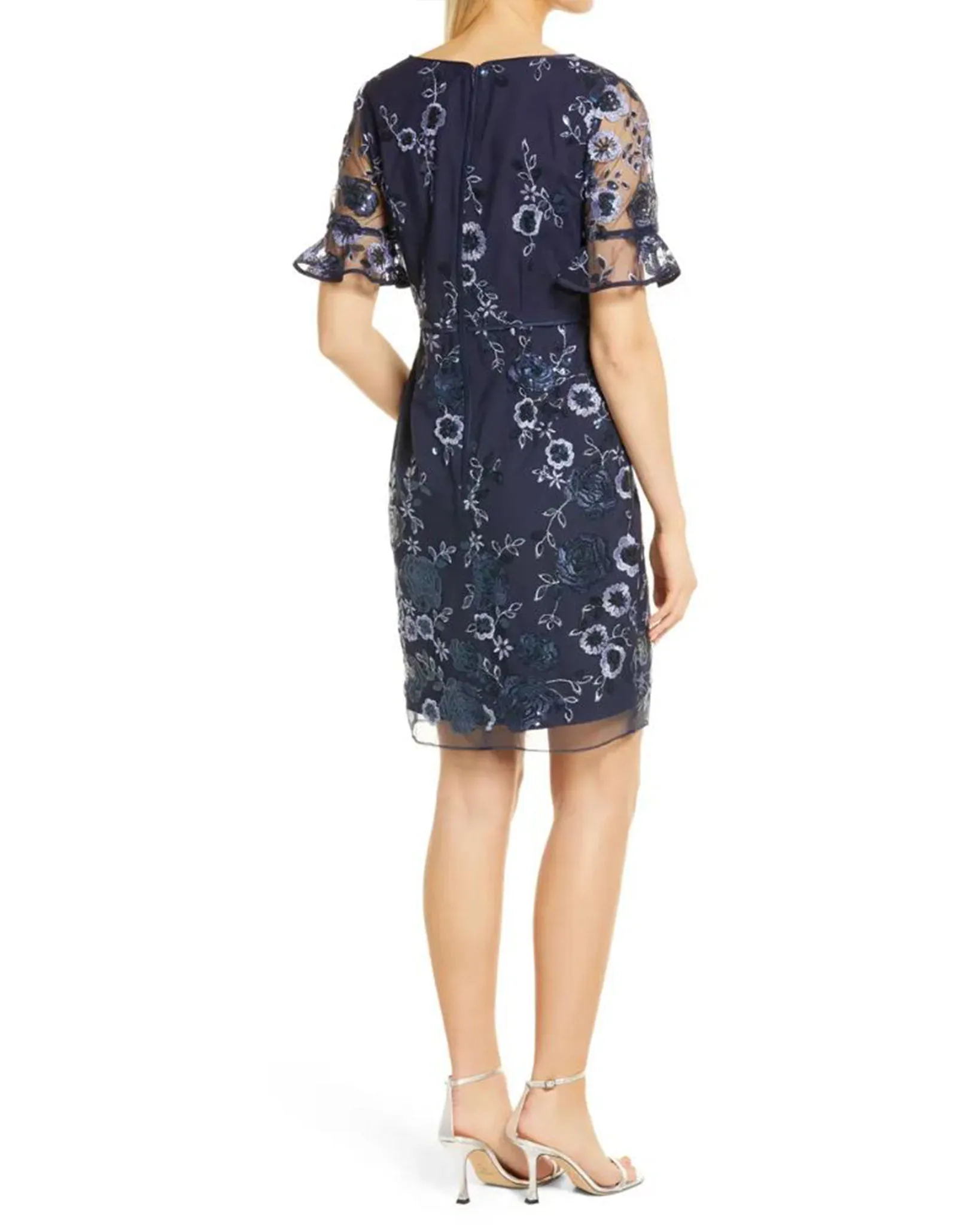 V-Neck Embroidered Sheath Dress